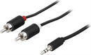 Deltaco 0,5m äänikaapeli, 3,5 mm uros - 2 x RCA uros, musta